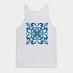 Azulejo Fleur De Lis Style Pattern Tank Top